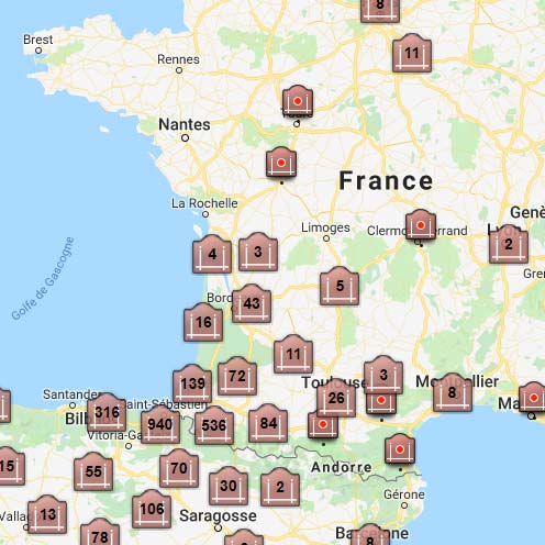 La carte des frontons